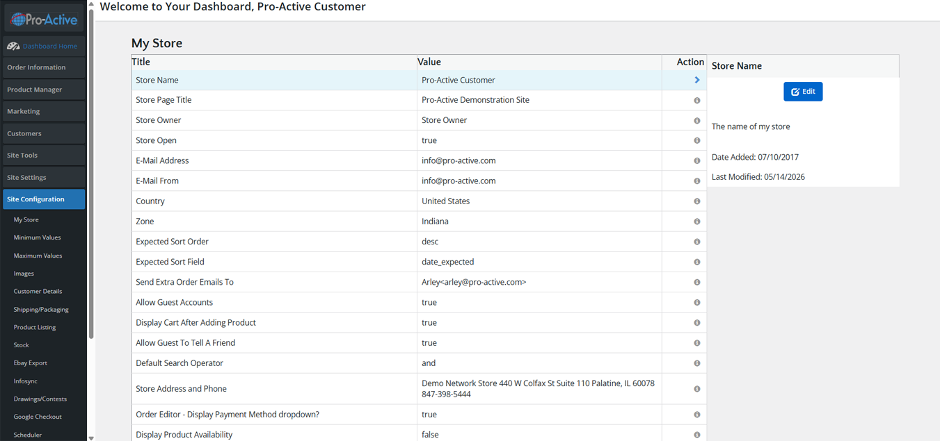My Store Configuration